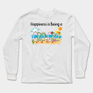 Happiness Is Being A Gra-Gra Summer Beach Happy Mother's Day T-Shirt Long Sleeve T-Shirt